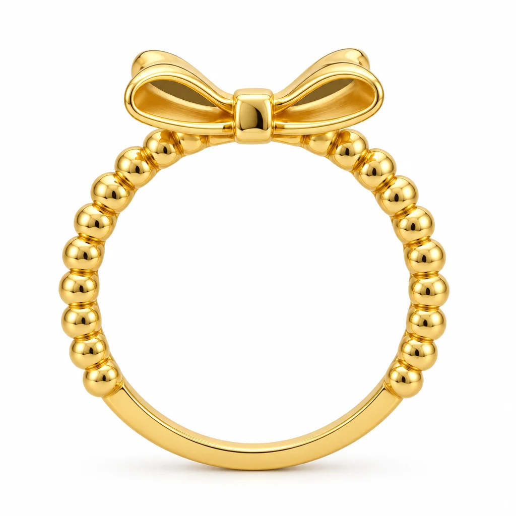 18K gold bow ring, front view