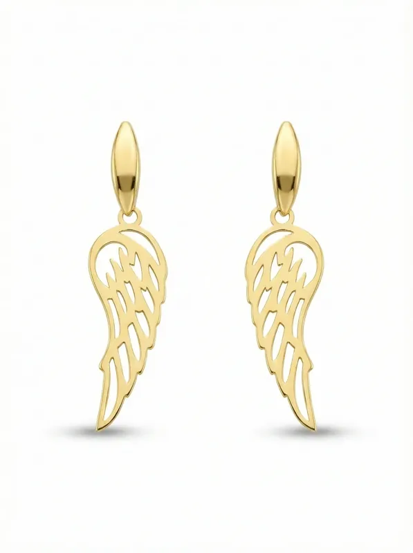 18K gold Spanish collection angel wing drop earrings with openwork design