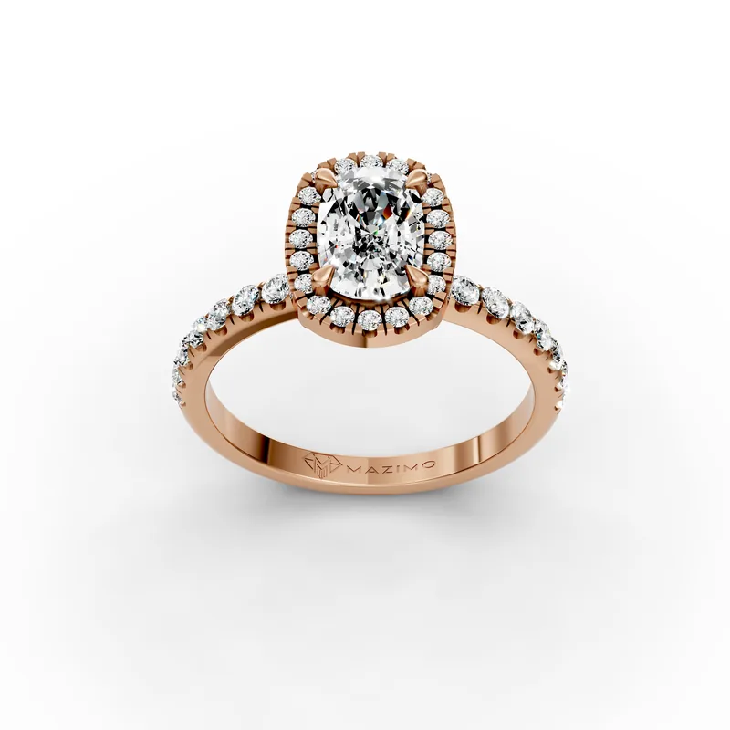 Cushion Halo Pavé Ring in 18K rose gold