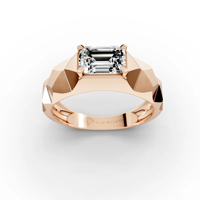 Emerald Faceted Ring in 18K rose gold