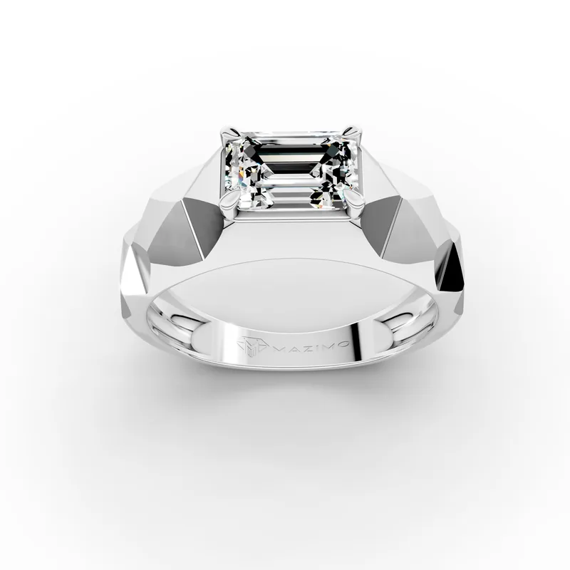 Emerald Faceted Ring in 18K white gold