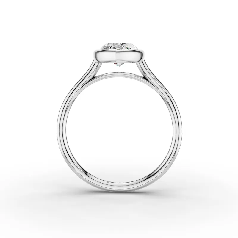 Marquise Bezel Solitaire Ring in 18K White Gold, 1.5 ct marquise diamond in a smooth bezel on a plain band, front view