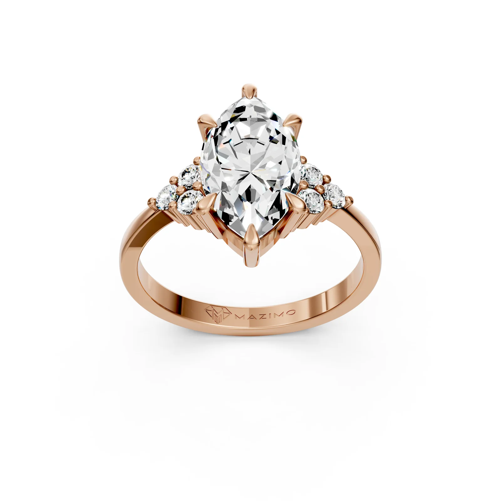 Marquise Cluster Ring in 18K Rose Gold, three-quarter view
