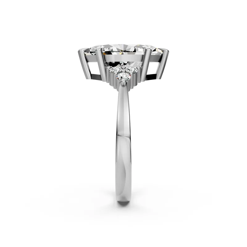 Marquise Cluster Ring in 18K White Gold, side profile