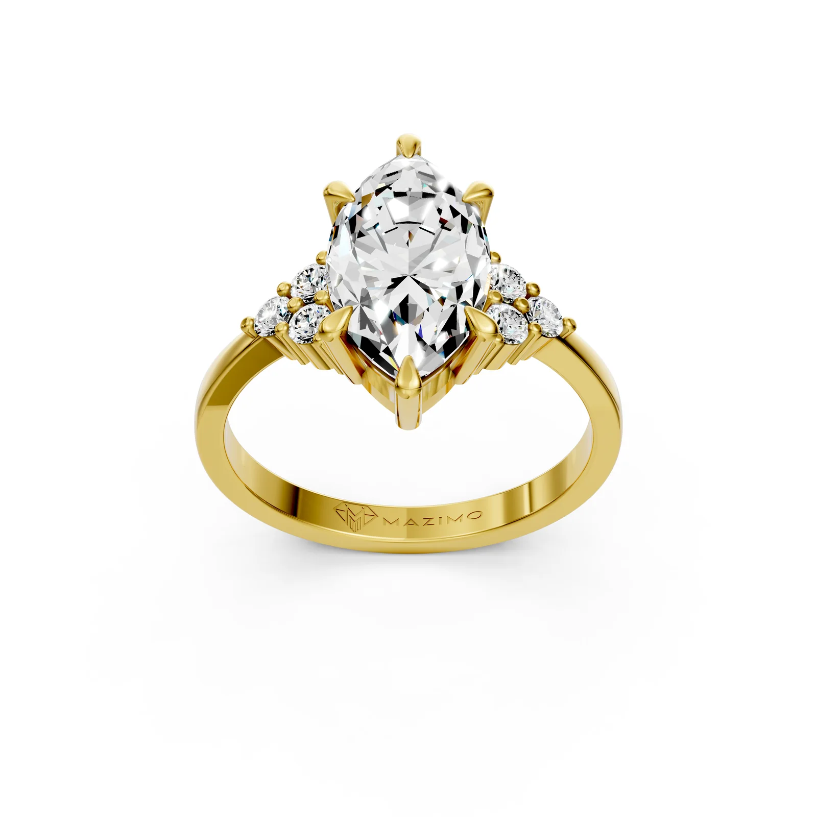 Marquise Cluster Ring in 18K Yellow Gold, three-quarter view