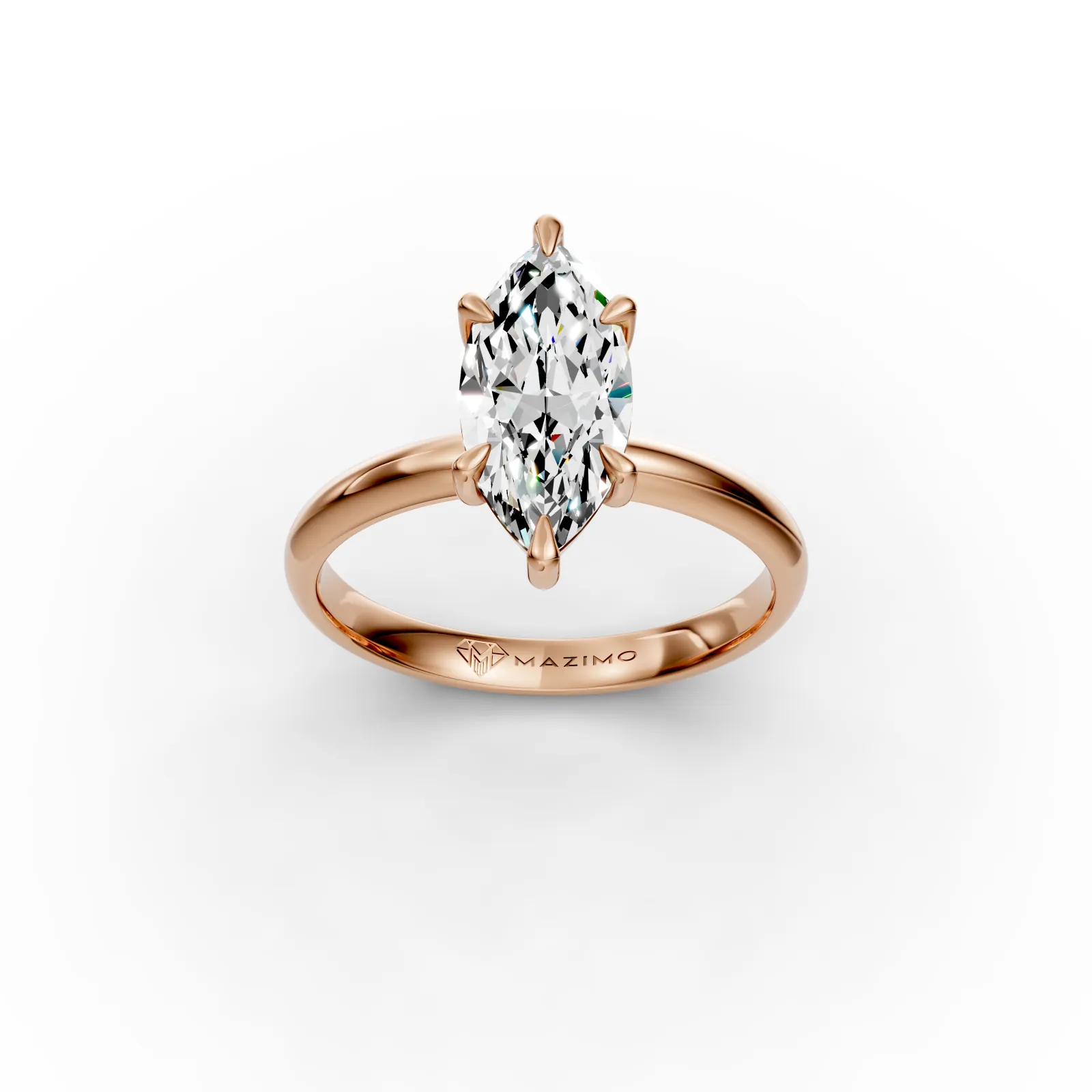 Marquise Solitaire Ring in 18K Rose Gold, three-quarter view