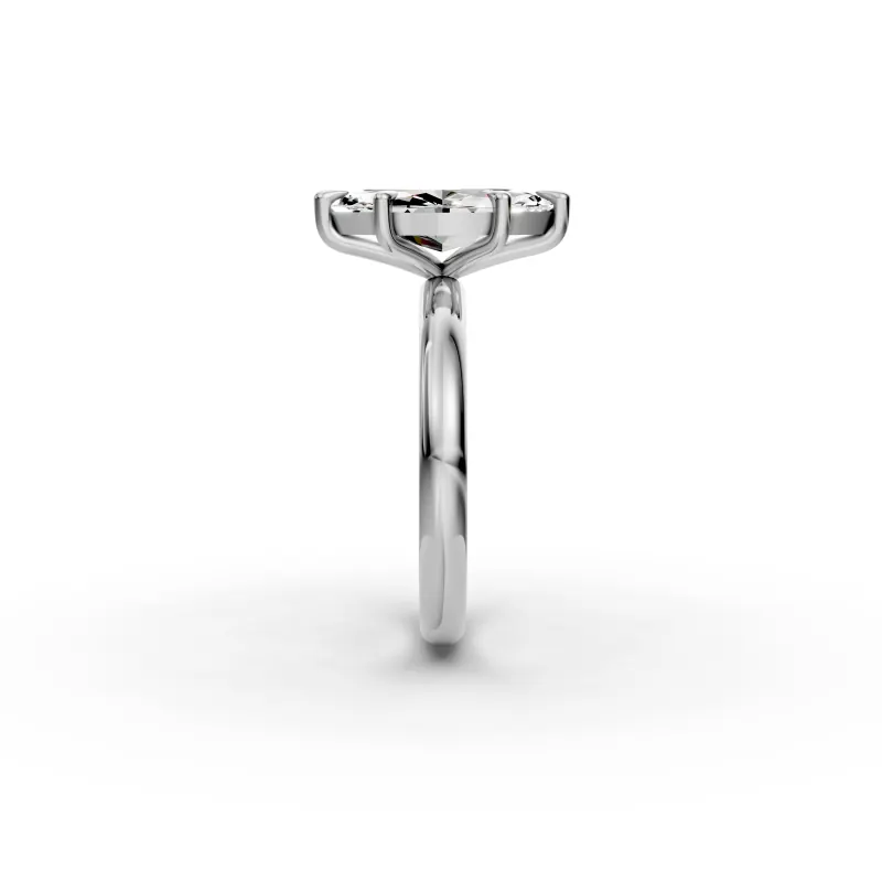 Marquise Solitaire Ring in 18K White Gold, side profile