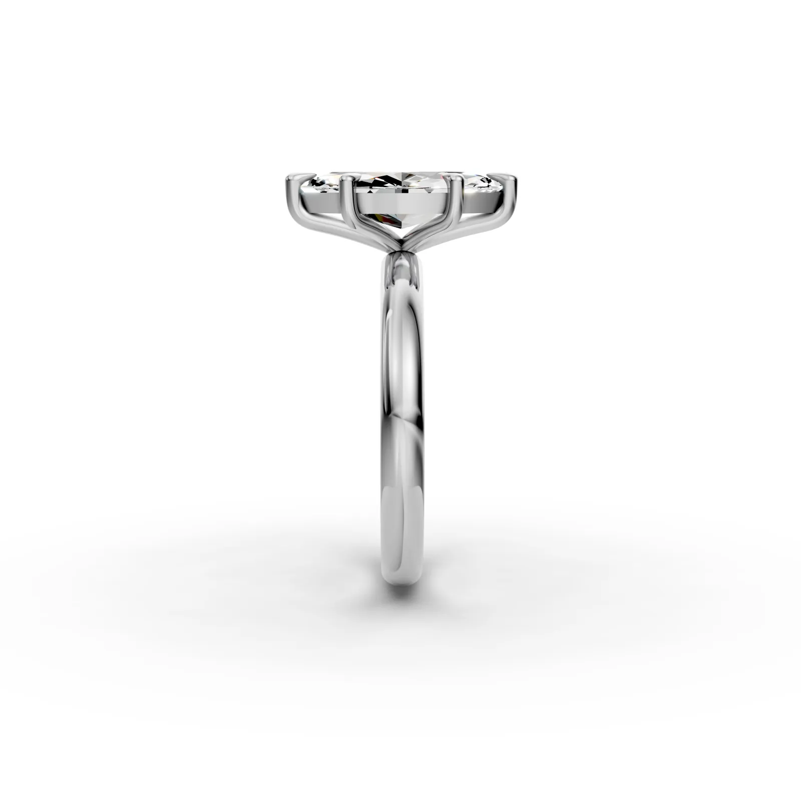 Marquise Solitaire Ring in 18K White Gold, side profile