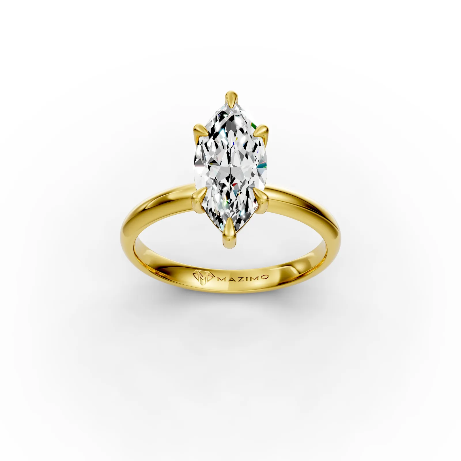 Marquise Solitaire Ring in 18K Yellow Gold, three-quarter view