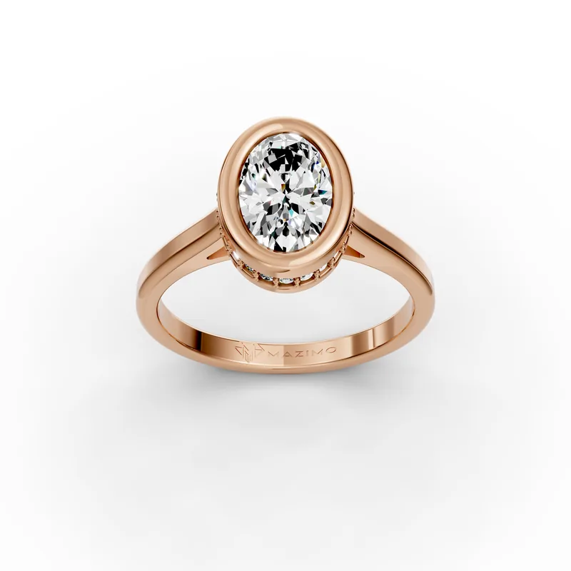Oval Bezel Solitaire Ring in 18K rose gold