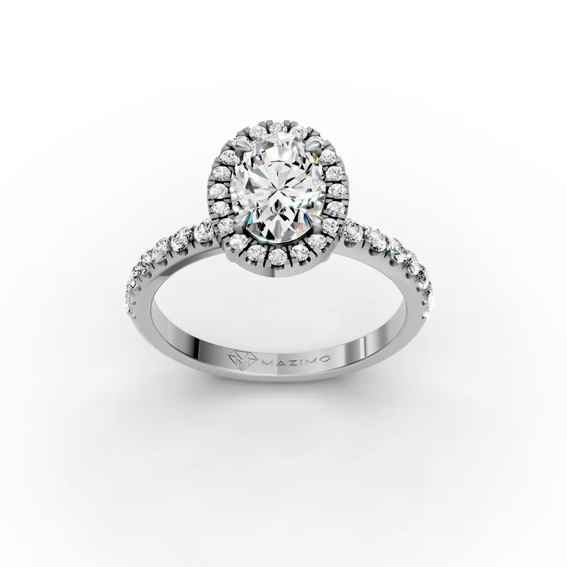 Oval Bold Halo Pavé Ring in 18K white gold