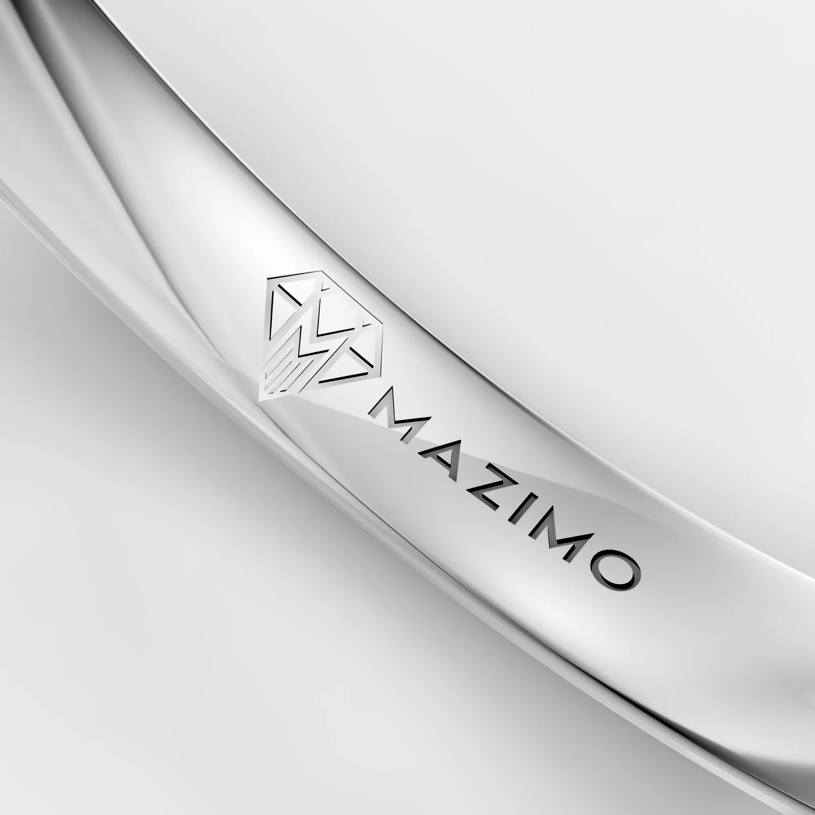 Oval Hidden Halo Solitaire Ring in 18K White Gold, inside the band, engraved MAZIMO