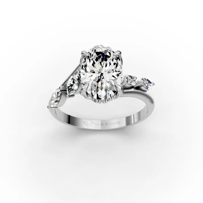 Oval Marquise Bypass Ring in 18K white gold