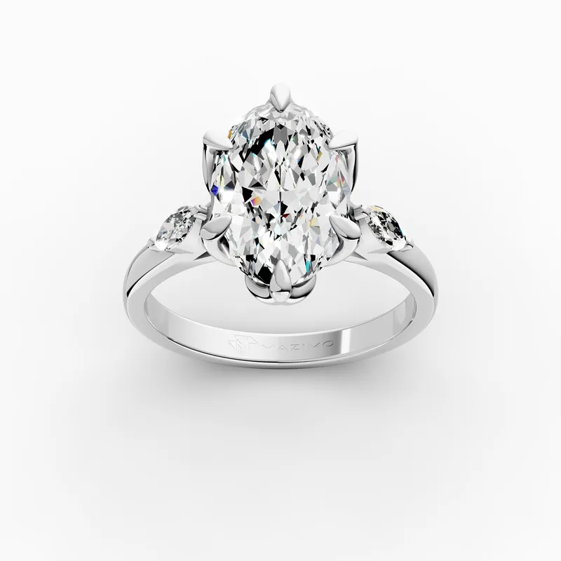 Oval and Marquise Three Stone Ring in 18K white gold