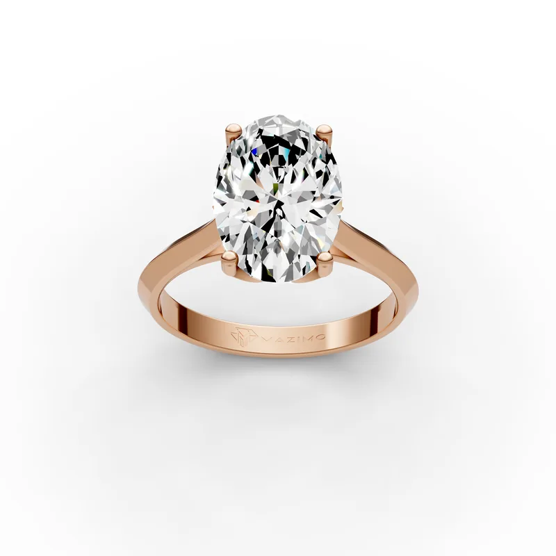 Oval Solitaire Ring, 3.5 ct in 18K rose gold
