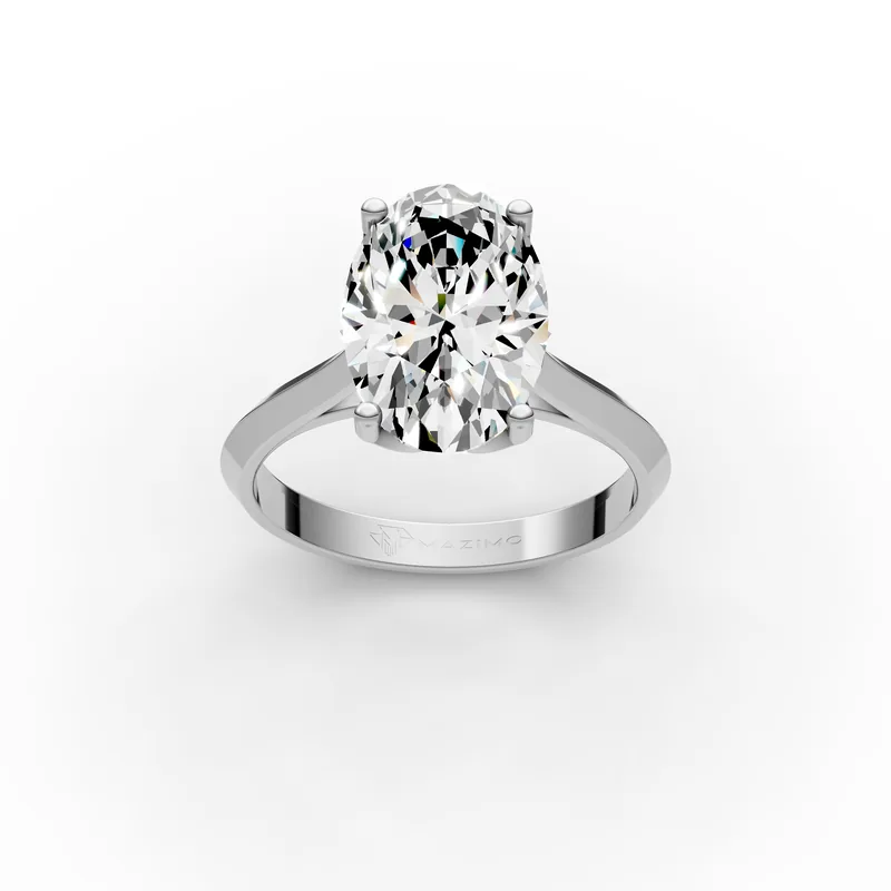 Oval Solitaire Ring, 3.5 ct in 18K white gold