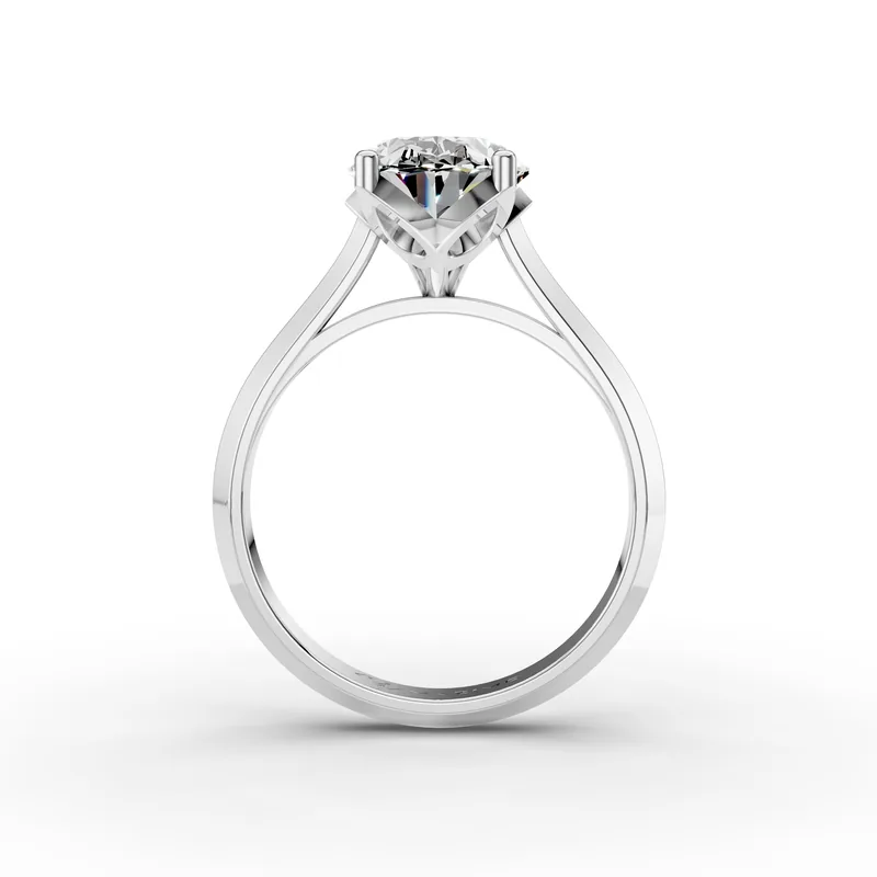 Oval Solitaire Ring, 3.5 ct in 18K White Gold, 3.5 ct oval diamond in four claws on a plain band, front view