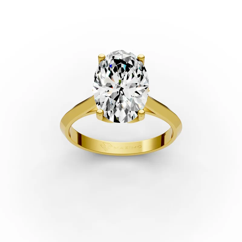 Oval Solitaire Ring, 3.5 ct in 18K yellow gold