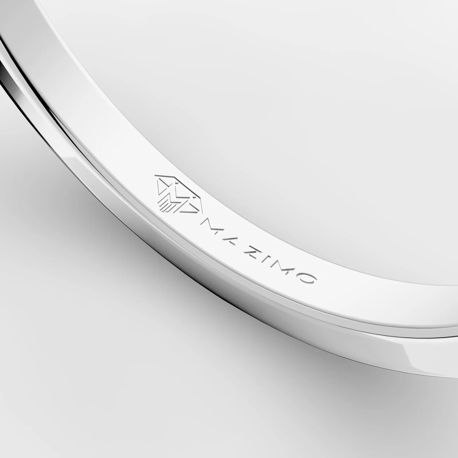Pear Three Stone Ring in 18K White Gold, inside the band, engraved MAZIMO
