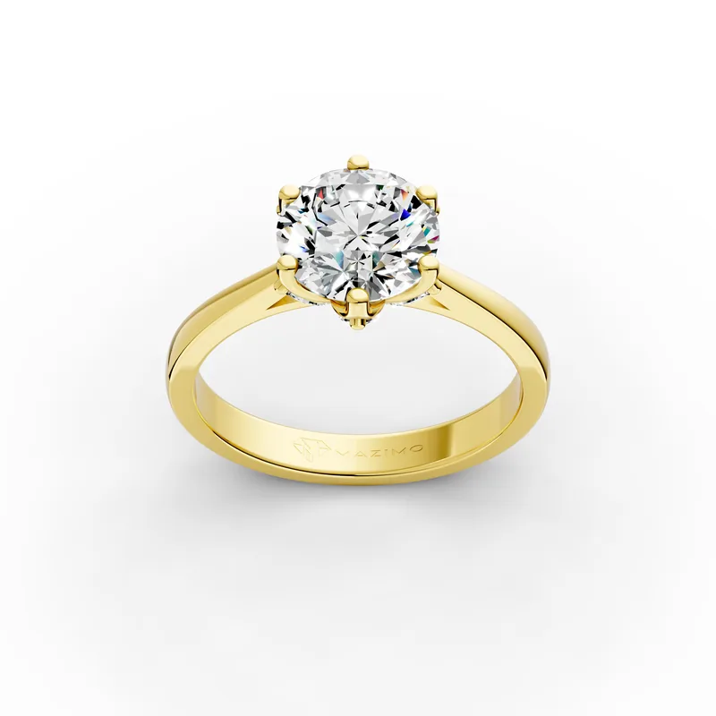 Round Six Claw Solitaire Ring in 18K yellow gold