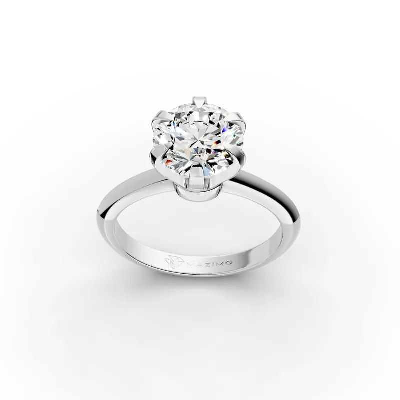 Round Solitaire Ring, 2 ct in 18K white gold