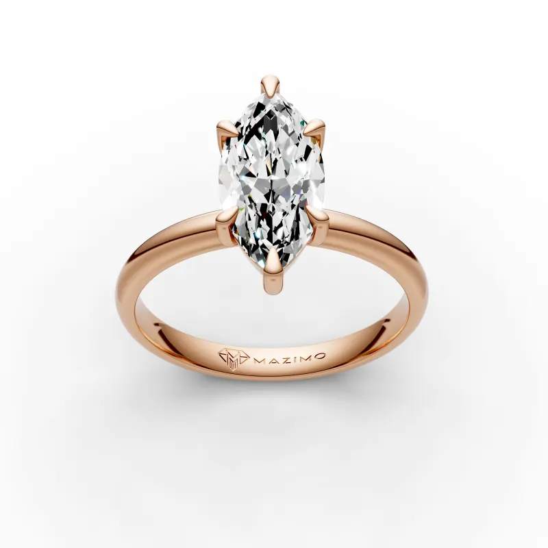 Slim Marquise Solitaire Ring in 18K rose gold