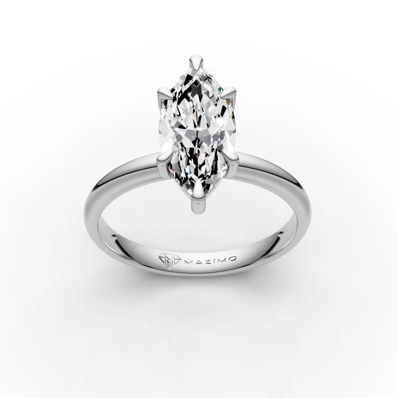 Slim Marquise Solitaire Ring in 18K white gold