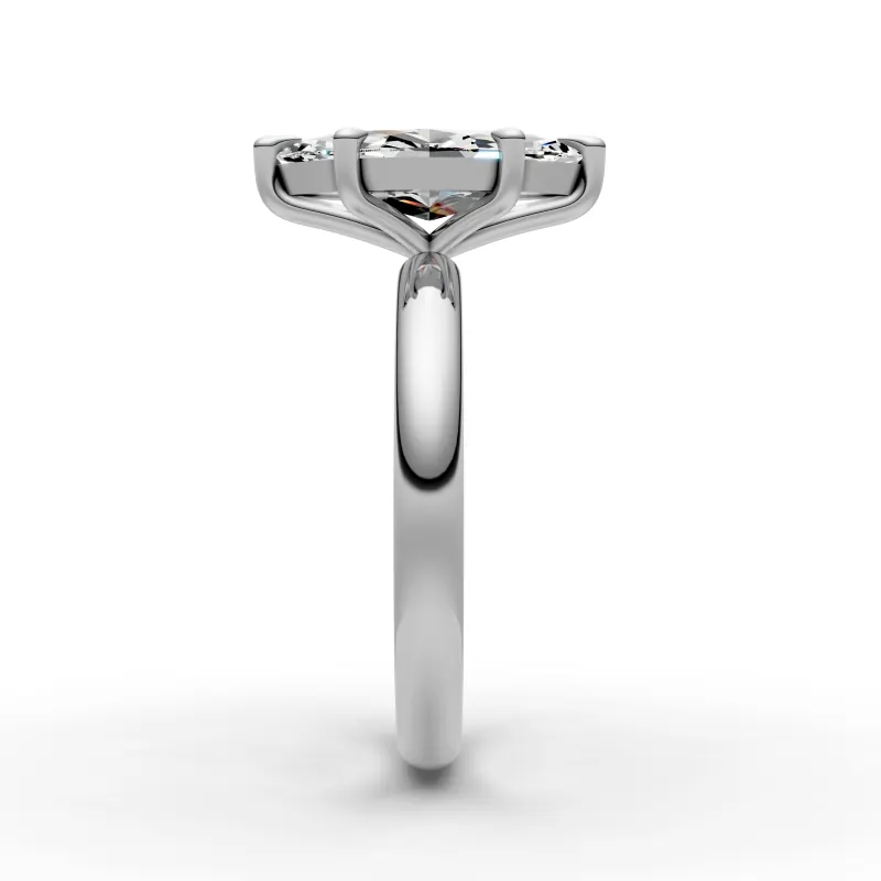 Slim Marquise Solitaire Ring in 18K White Gold, side profile