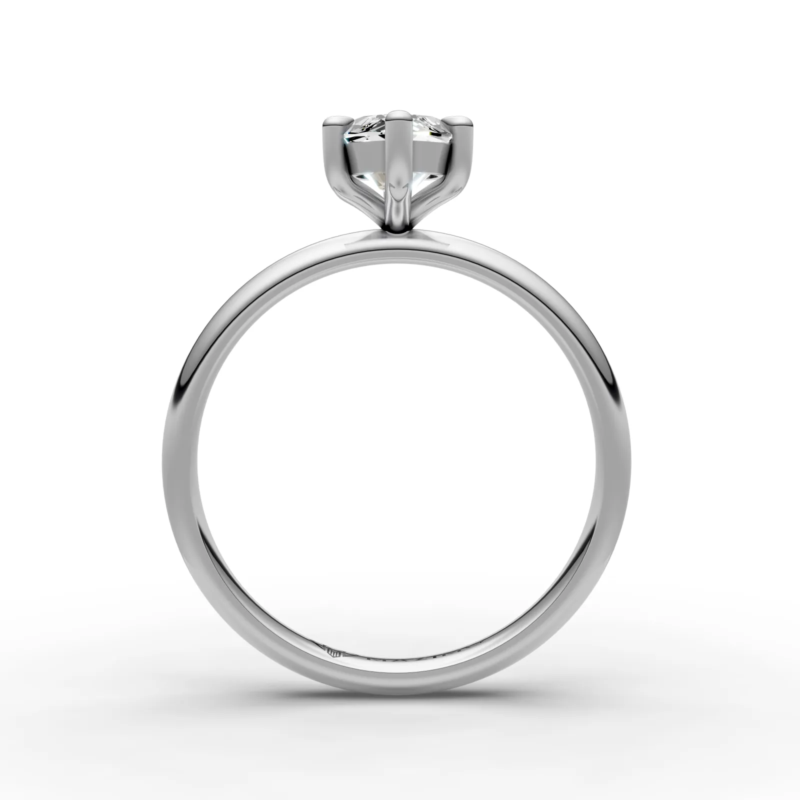 Slim Marquise Solitaire Ring in 18K White Gold, front view
