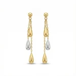 18K gold Spanish collection two-tone teardrop cascade drop earrings with delicate chain design, 1.54 grams
