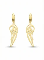 18K gold Spanish collection angel wing drop earrings with openwork design