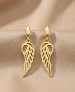 18K gold Spanish collection angel wing drop earrings with openwork design