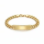 18K gold Mazimo collection ID chain bracelet with Cuban link design and polished plate, 11.60 grams