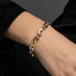 18K gold Mazimo collection tri-tone link bracelet with yellow, white, and rose gold links, 9.00 grams