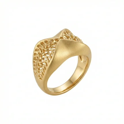 21K yellow gold wave design filigree ring for women, 5.52 grams